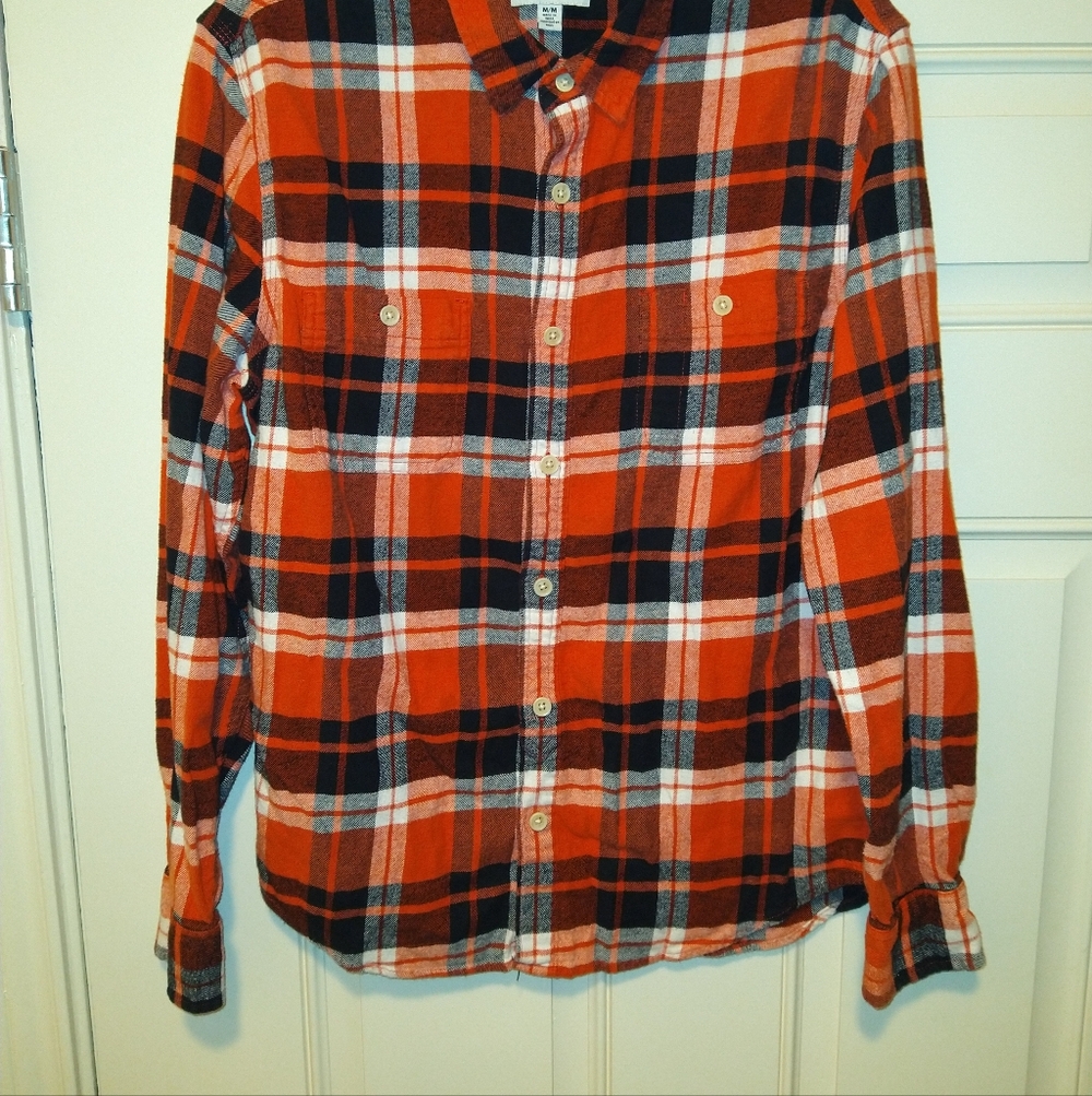 Lucky Brand Saturday Stretch Plaid Long Sleeve Button Up Shirt Men's sz Medium.